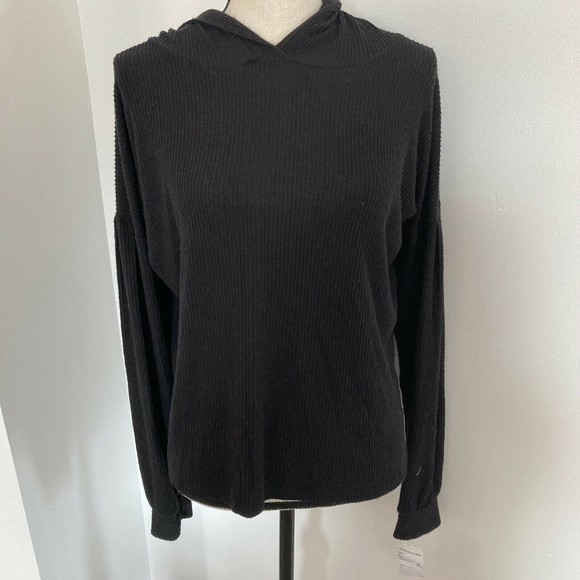 Pst Los Angeles sweater, women's Small, lightweight knit hooded sweater, black - Picture 1 of 4